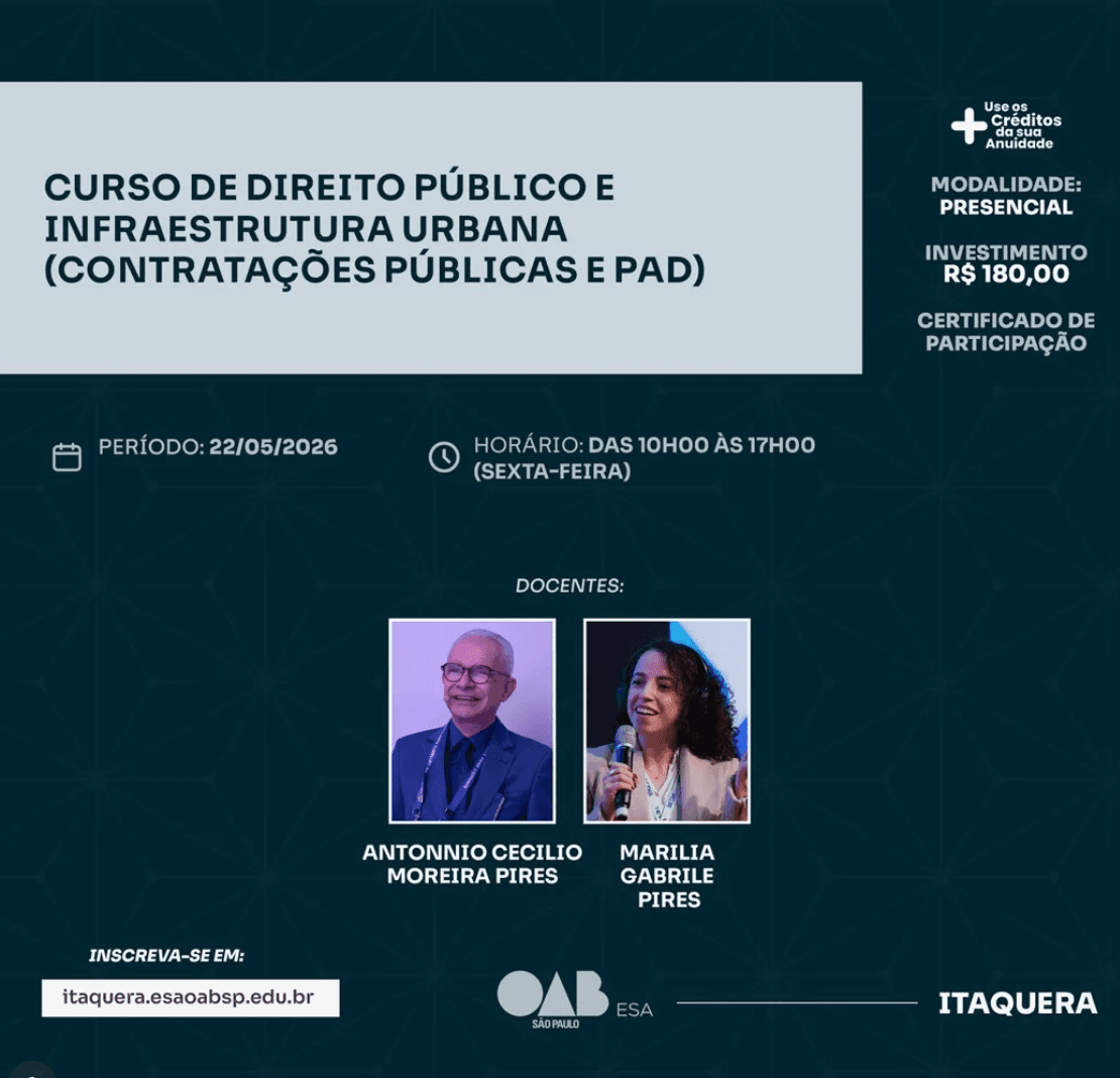 📙 ESA Itaquera: Curso de Direito Público e Infraestrutura Urbana (contratações públicas e pad)