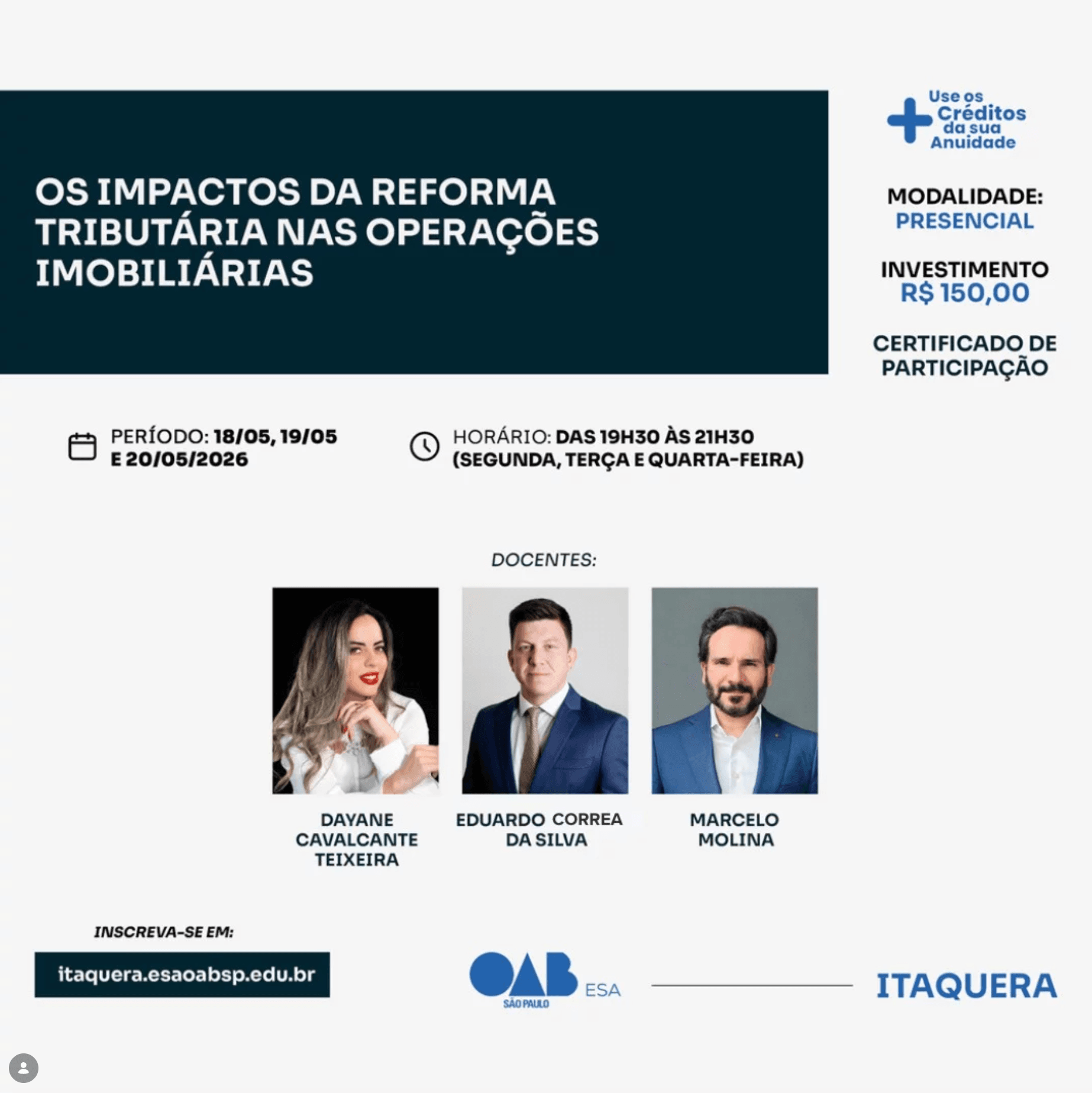 📙 ESA Itaquera: Os Impactos da Reforma Tributária nas operações imobiliárias