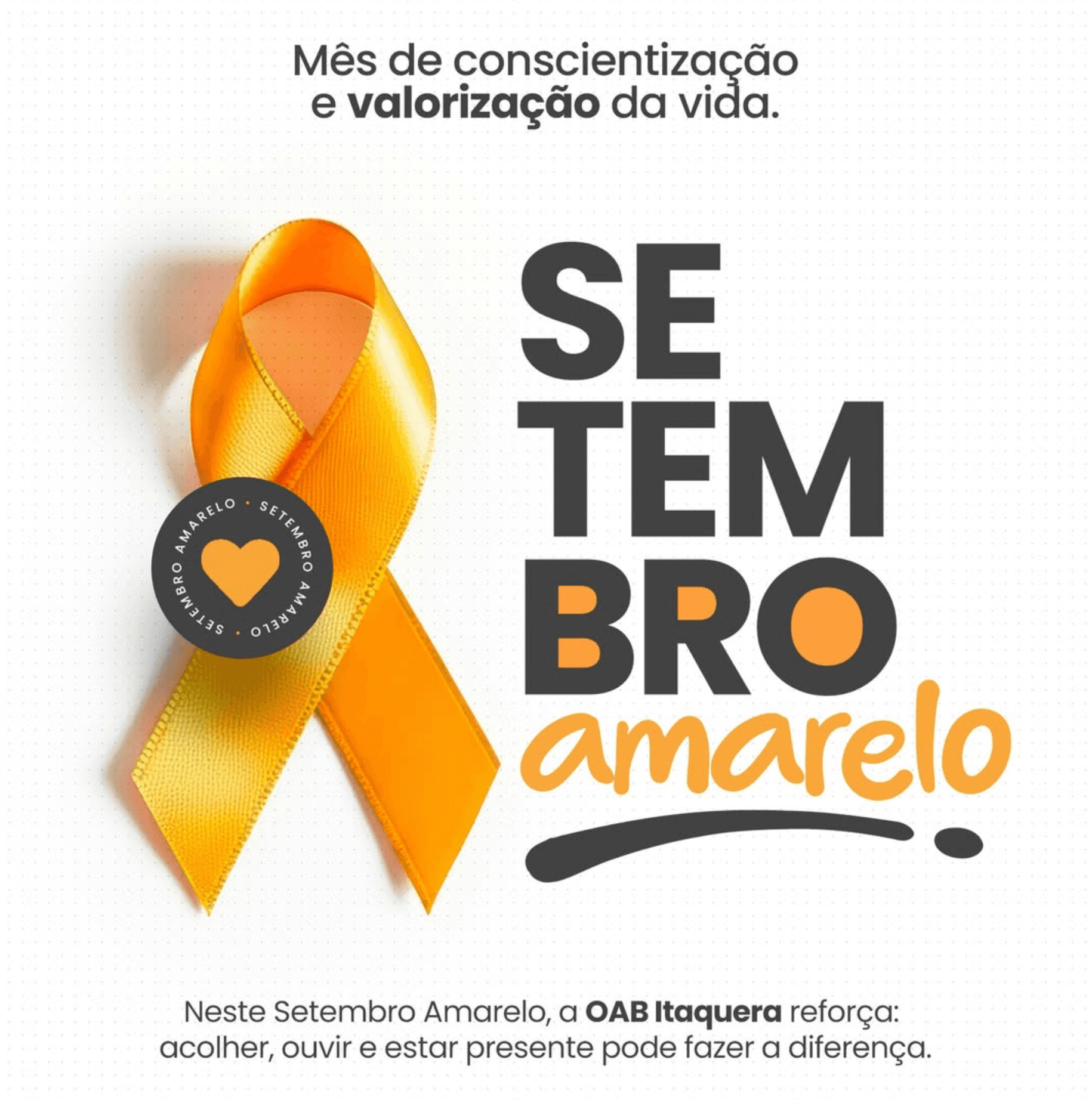 💛 Setembro Amarelo | Mês de valorização da vida