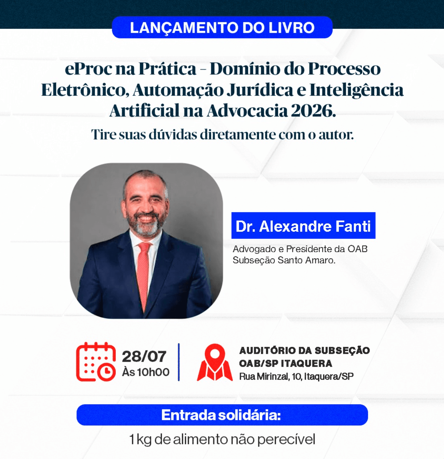 Lançamento do livro eProc na Prática – Domínio do Processo Eletrônico, Automação Jurídica e Inteligência Artificial na Advocacia 2026